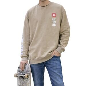 NWT Airwalk Skater Sweatshirt XL Tall Crewneck Tan Grunge Baggy Cozy Punk